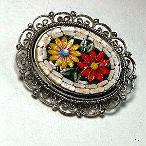Vintage Italian Micro Mosaic Brooch